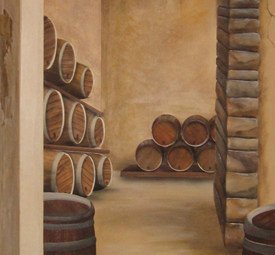 wine cellar mural